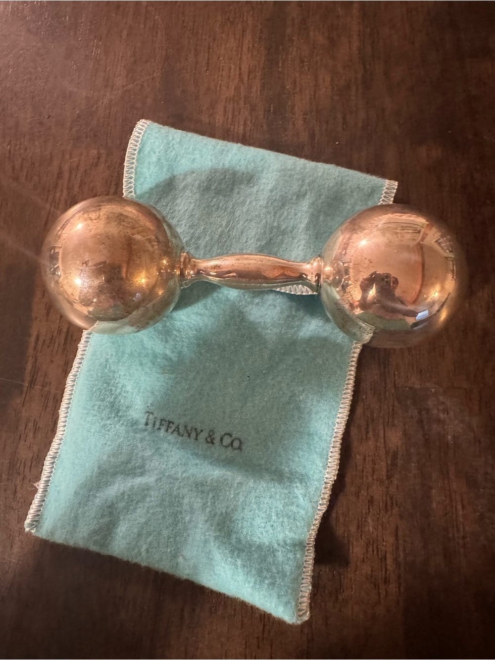 Tiffany & Co. Sterling 925  Baby Rattle with Blue Pouch